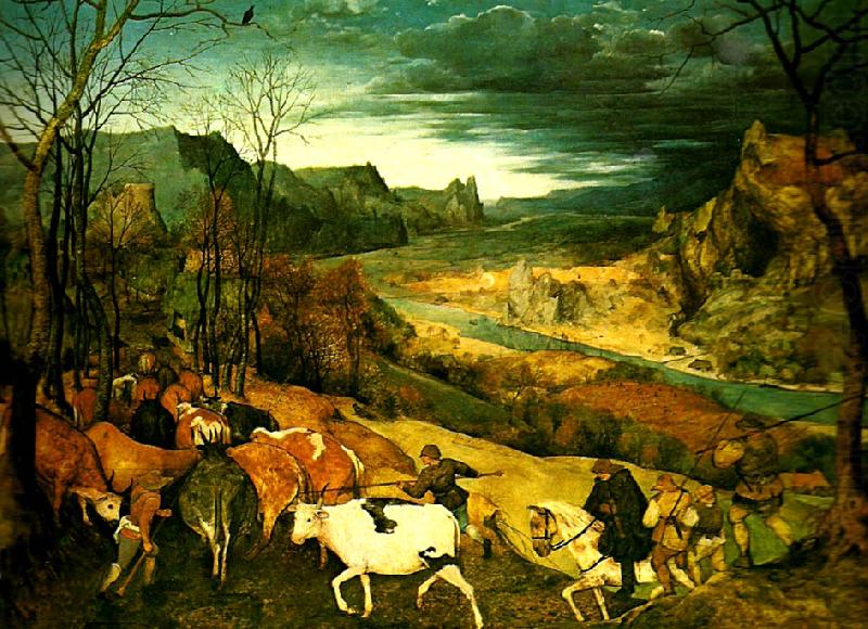 Pieter Bruegel boskapen drivs hem oil painting picture